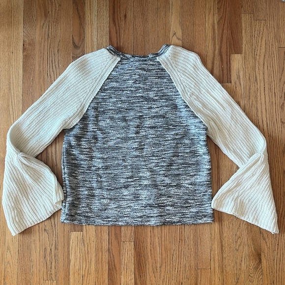 Anthropologie Dolan Mixed Knit Color Block Bell Sleeve Sweater - Picture 6 of 7